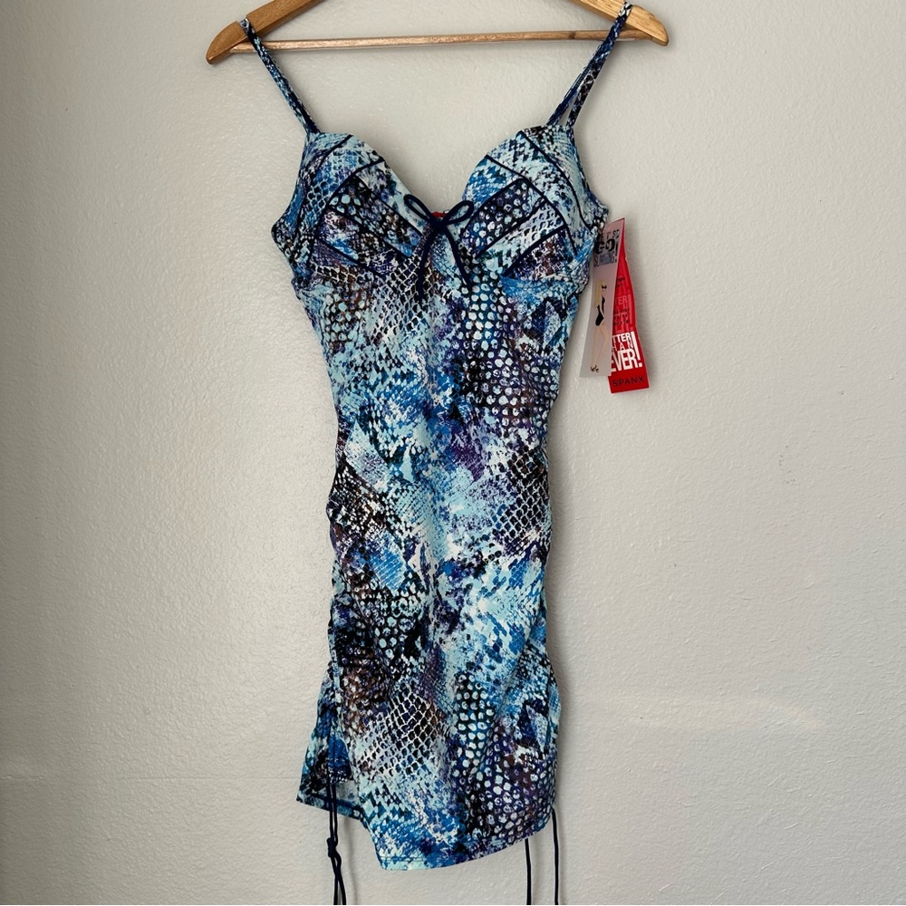 Spanx Blue Nile Bra-llelujah! Swim Dress in Python Size 8 B/COne piece swimsuit